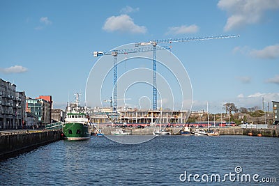 Galway port harbour. Small ships, Editorial Stock Photo