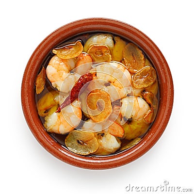 Gambas al ajillo , garlic prawns , spanish tapas Stock Photo