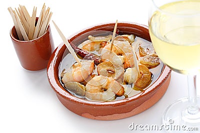 Gambas al ajillo , garlic prawns , spanish tapas Stock Photo