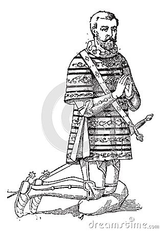 A Gambeson or aketon or padded jack or arming doublet, vintage engraving Vector Illustration