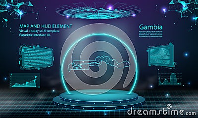 gabon map light connecting effect background. abstract digital technology UI, GUI, futuristic HUD Virtual Interface with gabon map Vector Illustration