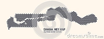 Gambia Map Vector Hexagonal Half Tone Pattern Isolated On Light Background Vector Illustration