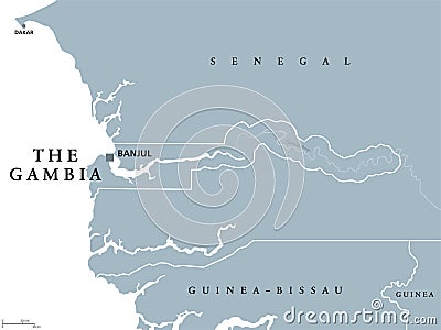 The Gambia political map Vector Illustration