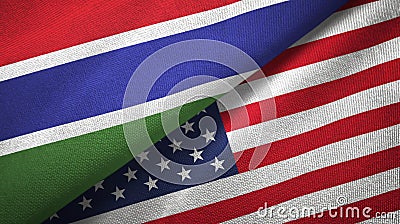 Gambia and United States two flags textile cloth, fabric texture Stock Photo