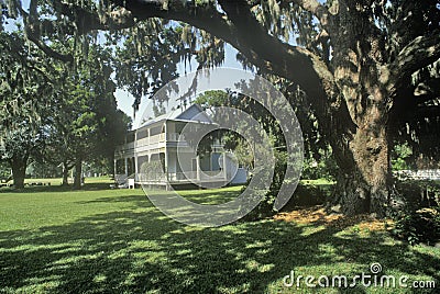 Gamble Mansion, home of Major Robert Gamble, is the only surviving plantation house in south Florida, Ellenton, Florida Stock Photo