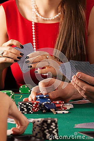 Gamblers playing poker game Stock Photo