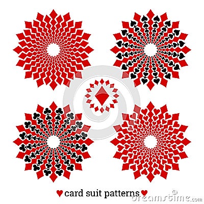 Gambling card suit poker four vector patterns based on diamonds Vector Illustration