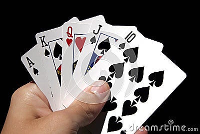 Gambling Cards In Hand Stock Photo