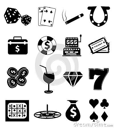 Gambling casino icons set Vector Illustration