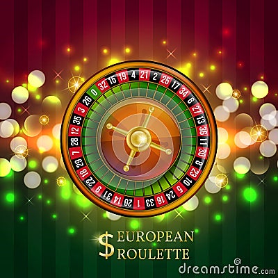 Gambling European Roulette banner. Vector Illustration