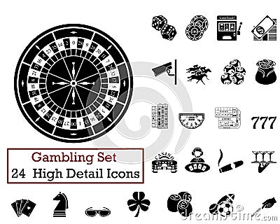 24 Gambling Icons Vector Illustration