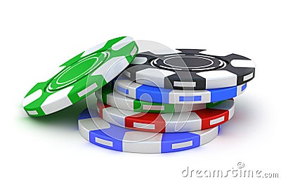 Gambling poker chips different colors Stock Photo