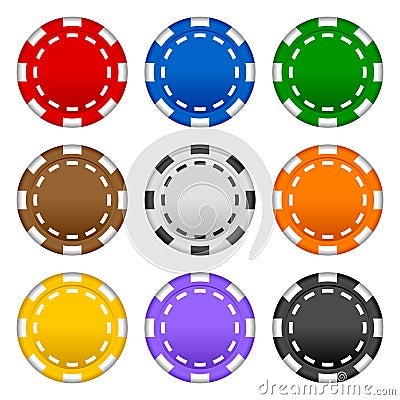 Gambling Poker Chips Set Vector Illustration