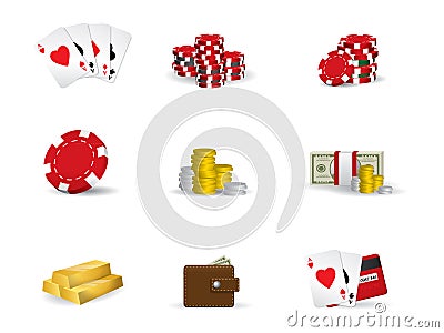 Gambling - poker icon set Vector Illustration