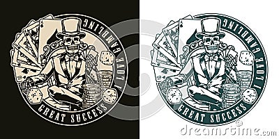 Gambling vintage round emblem Vector Illustration