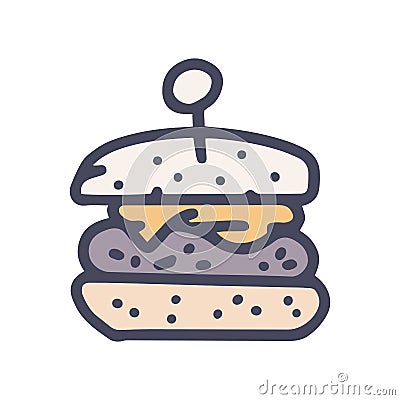 gamburger color vector doodle simple icon design Vector Illustration