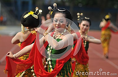 Gambyong traditional Javanese dance Editorial Stock Photo