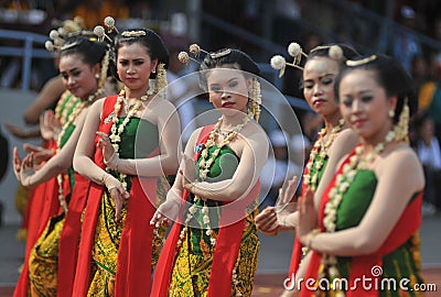 Gambyong traditional Javanese dance Editorial Stock Photo