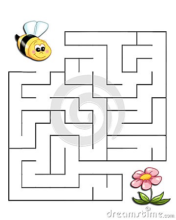 Game 19, the bee reaches the flower Cartoon Illustration