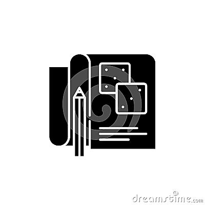 Game account black icon, vector sign on isolated background. Game account concept symbol, illustration Vector Illustration