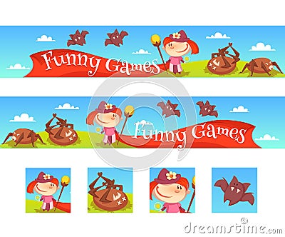 The game banner template Vector Illustration