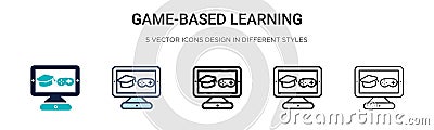 Game-based learning icon in filled, thin line, outline and stroke style. Vector illustration of two colored and black game-based Vector Illustration