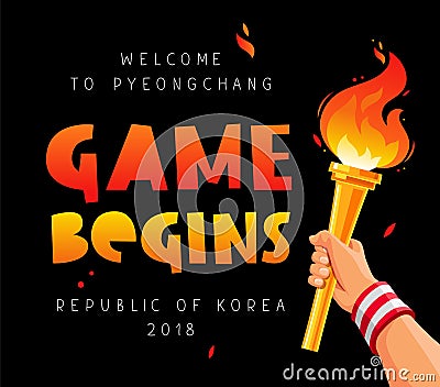 Game begins. Welcome to Pyeongchang Vector Illustration
