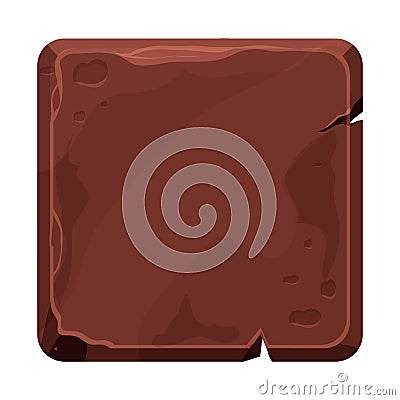 Game block ground or stone material, tile, brick isolated on white background. Game ui element, casual, textured and Vector Illustration