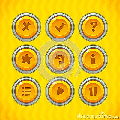 Game Buttons with Icons Set 2 Vector Illustration
