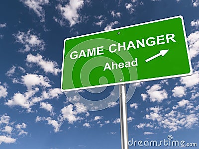 Game changer ahead traffic sign Stock Photo