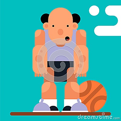 Game character. Basketball player with ball. Vector illustration Vector Illustration