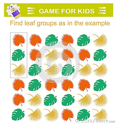 Ligical game for children. Attention tasks. Vector Illustration