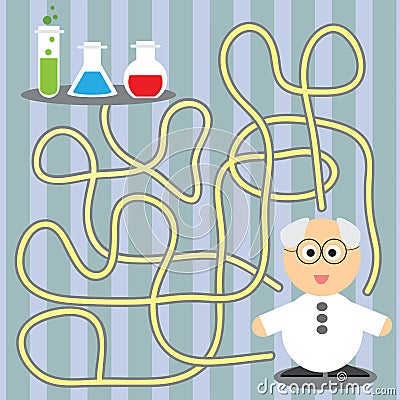 Game for children - helping scientist Vector Illustration