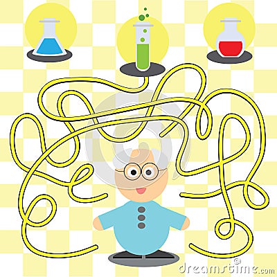 Game for children - helping scientist Vector Illustration