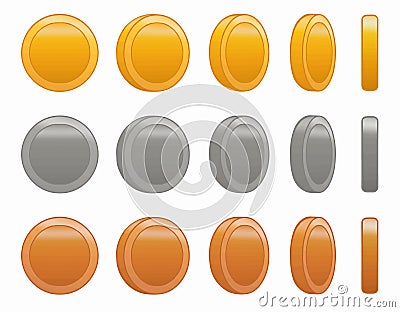 Game coin animation set vector illustration Cartoon Illustration