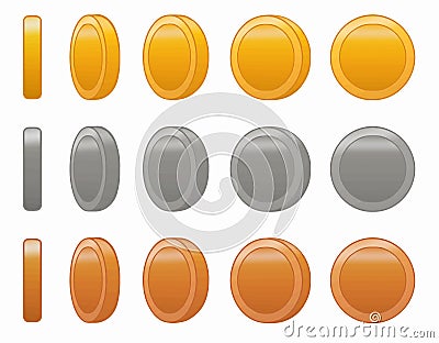 Game coin animation set vector illustration Cartoon Illustration