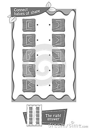 Game Connect halves of shape black Cartoon Illustration