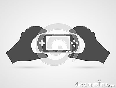 Game console in hands. Gamepad vector flat icon. Vector Illustration