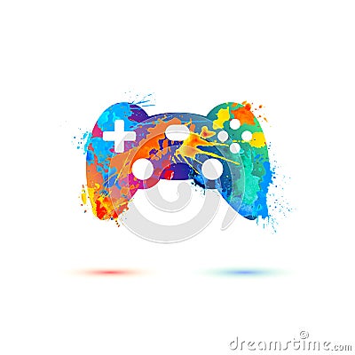 Game console remote control icon of splash pait Vector Illustration