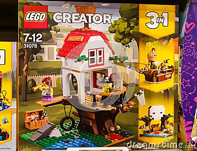 Game constructor LEGO Creator 31078 In search in the shopping center on the shelf in the department of children `s toys on May 5, Editorial Stock Photo