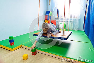 Game with cubes on Platform sensory integration Stock Photo