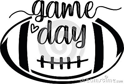 Game day with football t shirt design banner design svg vector with image illustration cut file for cricut and silhouette Cartoon Illustration