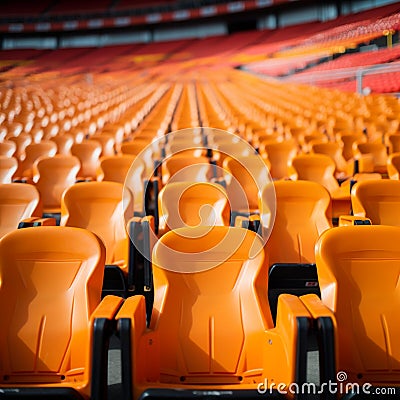 Game day pause Empty stadium seats set the pre match scene Stock Photo