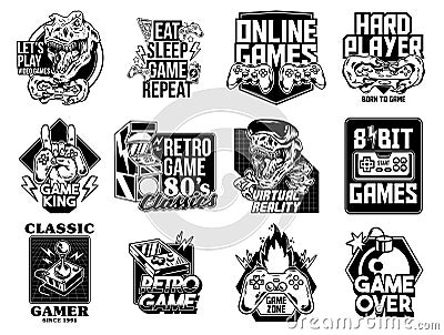 Set collection of video game geek prints Vector Illustration
