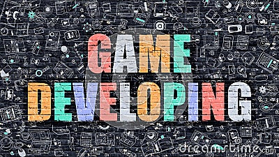 Game Developing Concept with Doodle Design Icons. Stock Photo