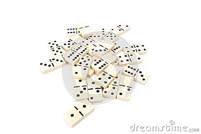 Game dominoes rectangular bottom plastic range of the white background Stock Photo