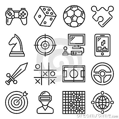 Game and Entertainment Icons Set on White Background. Vector Vector Illustration