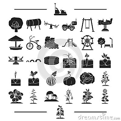 Game, entertainment, recreation and other web icon in black style.vegetables, fruits, vitamins, icons in set collection. Vector Illustration