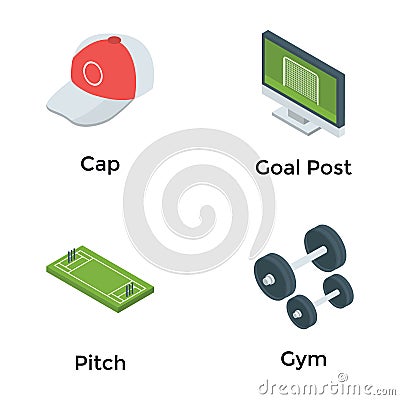 Set of Game Equipments Icons Stock Photo