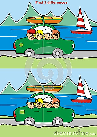 Game, find five differences Vector Illustration